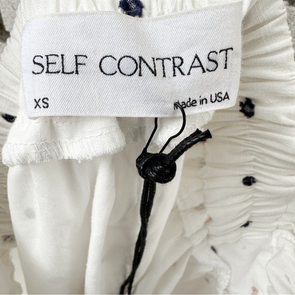 Self Contrast Nina Open Back White Midi Dress NWT Swiss Dot Flutter Sleeve - Picture 11 of 13